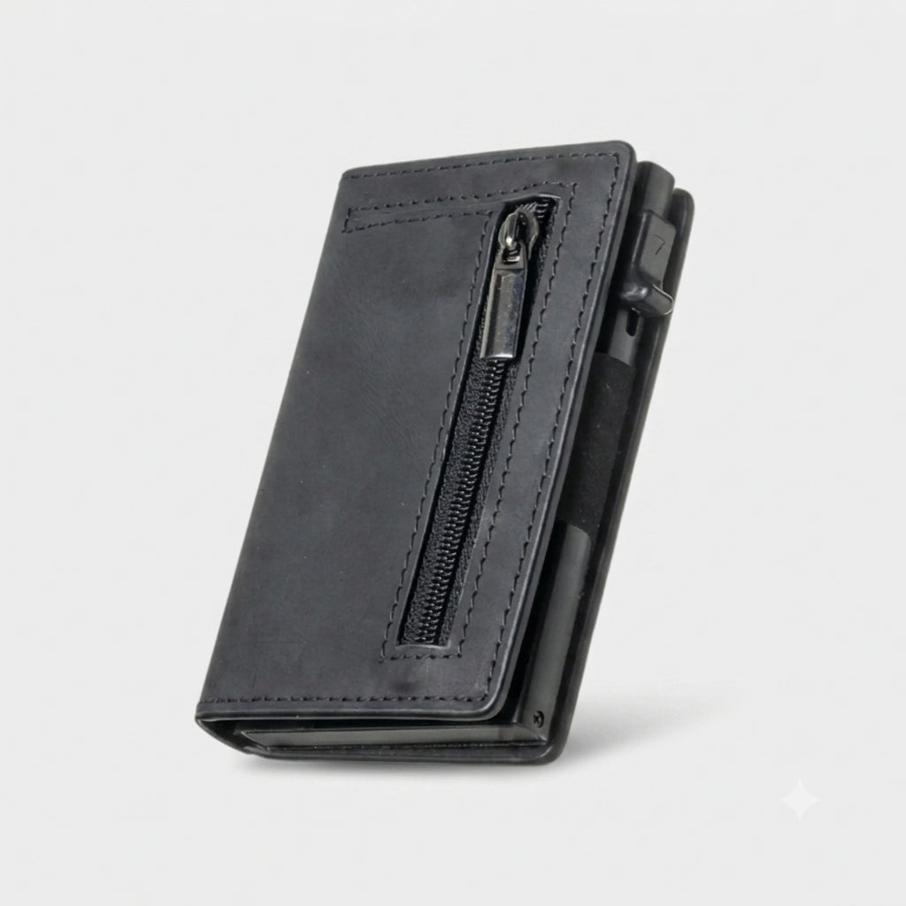 Riva leather pop-up wallet, front view